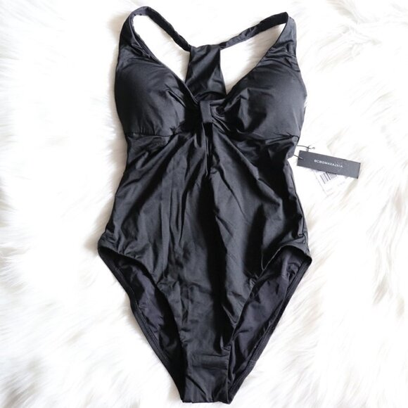 NWT BCBGMaxazria Black Cutout One Piece Bathing Suit Size 2 - Picture 3 of 9